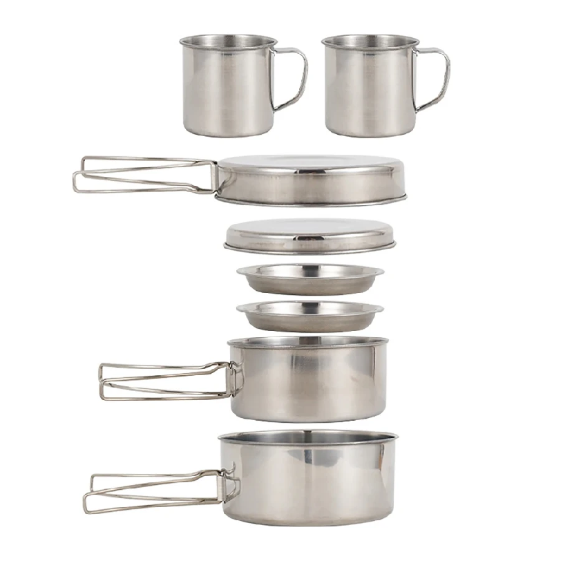 8개/세트 캠핑 조리기구 세트 스테인리스 스틸 냄비 및 - Outdoor Camping Kitchen Table 리뷰 및 가격