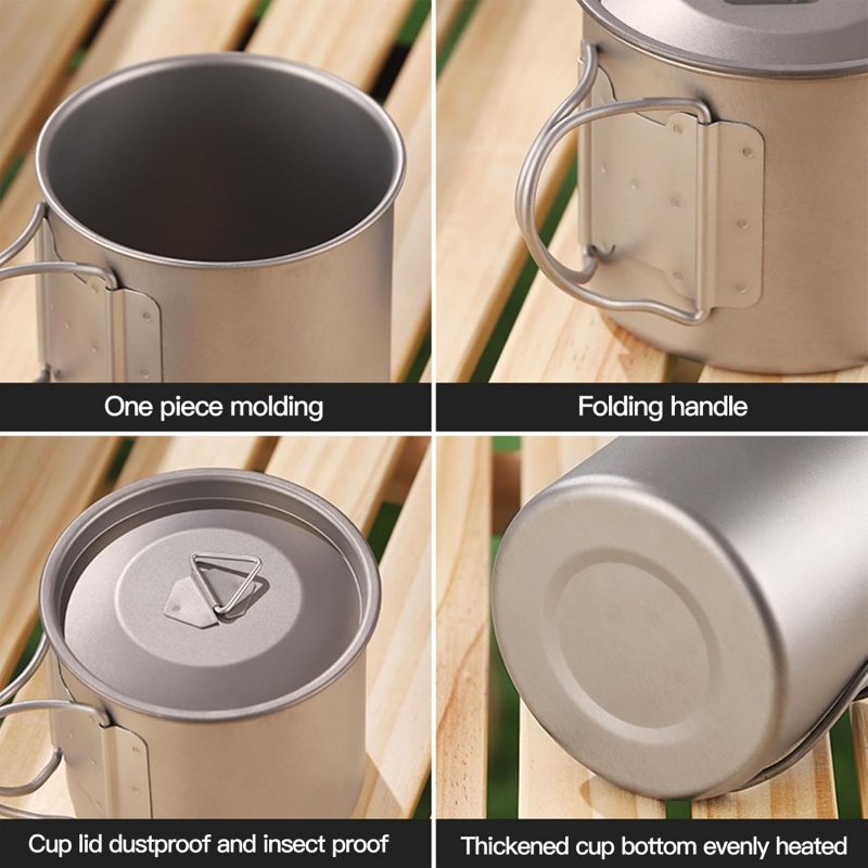 접이식 손잡이가 있는 티타늄 캠핑 머그, 가벼운 휴대용 - Outdoor Camping Kitchen Table 리뷰 및 가격
