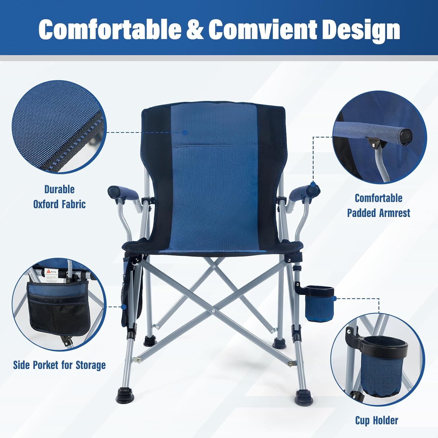 공장 도매 야외 휴대용 접이식 캠핑 의자 컵홀더가 있는 - Outdoor Camping Furniture 리뷰 및 가격