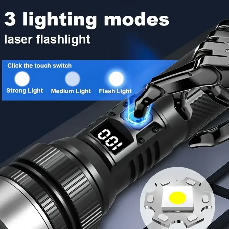900000LM 강력한 LED 손전등 Type-c 충전 - Outdoor Camping Adventures 리뷰 및 가격