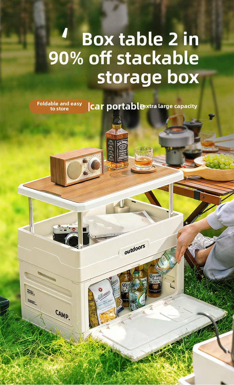 캠핑용 접이식 수납함 나무 뚜껑 도어 테이블 의자 세트 - Outdoor Camping Folding Storage Box 리뷰 및 가격
