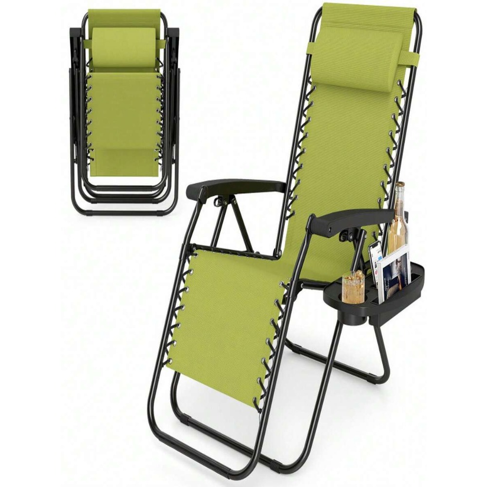 컵 트레이와 잠금식 등받이가 있는 휴대용 무중력 의자, - Outdoor Camping Lounge Chairs 리뷰 및 가격