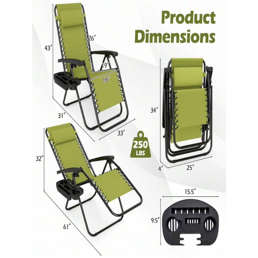 컵 트레이와 잠금식 등받이가 있는 휴대용 무중력 의자, - Outdoor Camping Lounge Chairs 리뷰 및 가격