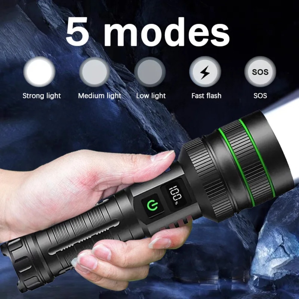 강력한 LED 손전등 줌이 가능한 Type-C 충전식  - Outdoor Camping Hiking 리뷰 및 가격