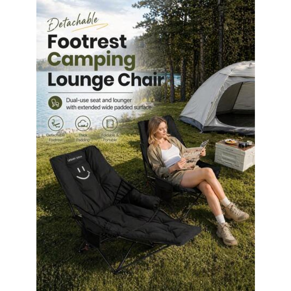 2-in-1 접이식 캠핑 의자(풋레스트 포함, 성인용) - Outdoor Camping Lounge Chairs 리뷰 및 가격